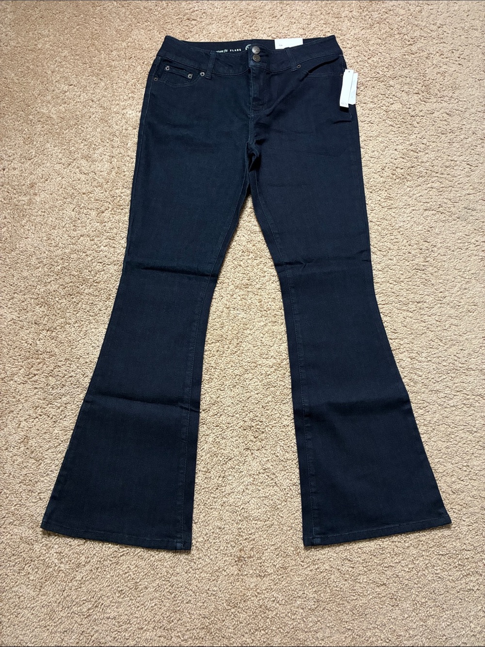 NWT Y2K Style Dress Barn Signature Flare Dark Navy Blue Stretch Jeans Size 10